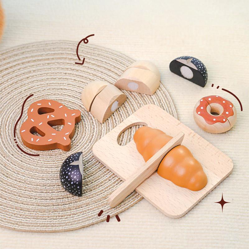 Wooden Kitchen Kids Role Play Toy With Cutting Food For Parentchild Interaction