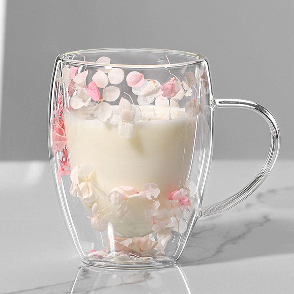 350 мл сухоцветы стеклянные кружки прозрачная кофейная кружка креативная двойная стеклянная чашка для дома и офиса