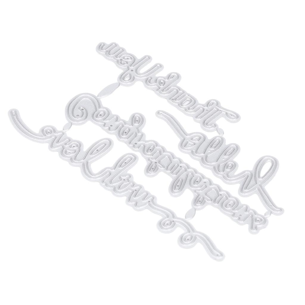 2Pcs Cutting Die Blessing Words Pattern Simple Unique Design Cutting Mold for Home Party D