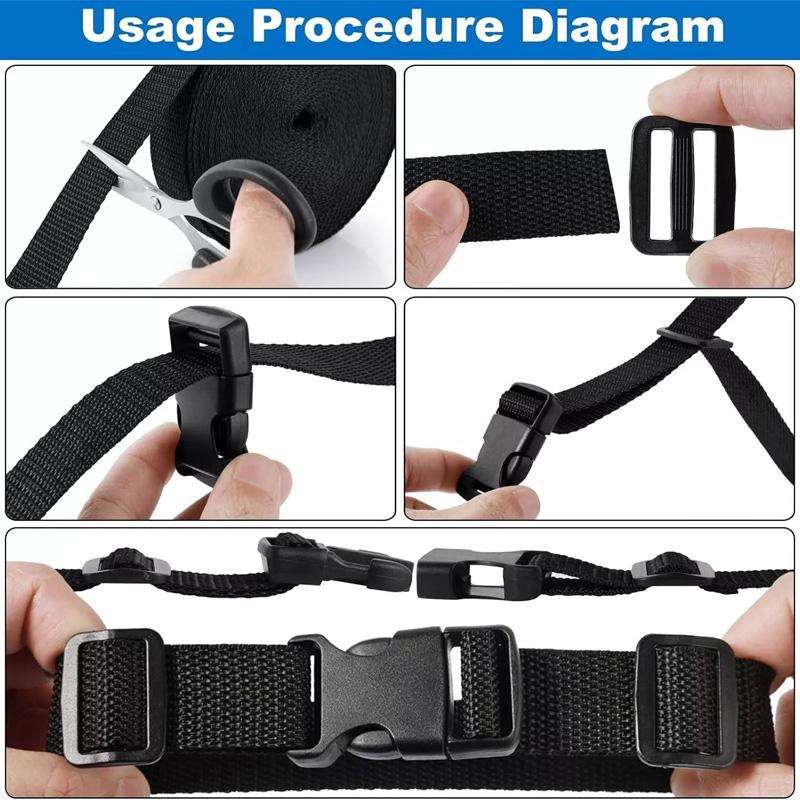 1 комплект 10 метров боковые сумки для самостоятельного рюкзака черный пластиковый нейлоновый ремень пряжка клипса