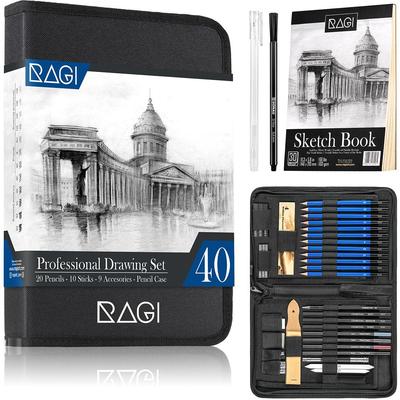 42 профессиональных карандаша, пастельные мелки, графит и уголь, художественный набор для рисования, набросков и растушевки