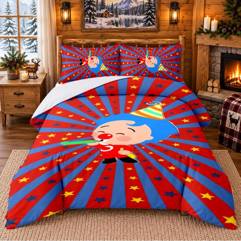 El Payaso Plim Plim Pattern Bedding 3Pcs Set Bed Sheet And Pillowcases For Indoor Bedroom