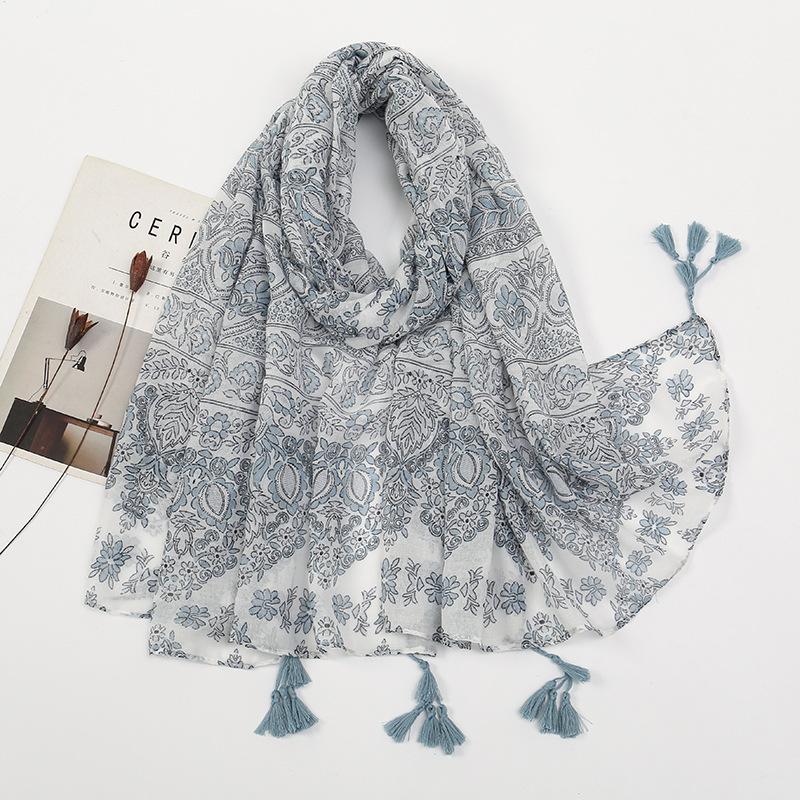 Korean Version of Xiaoxiang Style Cotton and Linen Hand-definition Fringe Scarf for Women  Fashionable  Casual Versatile and Warm Scarf Shawl