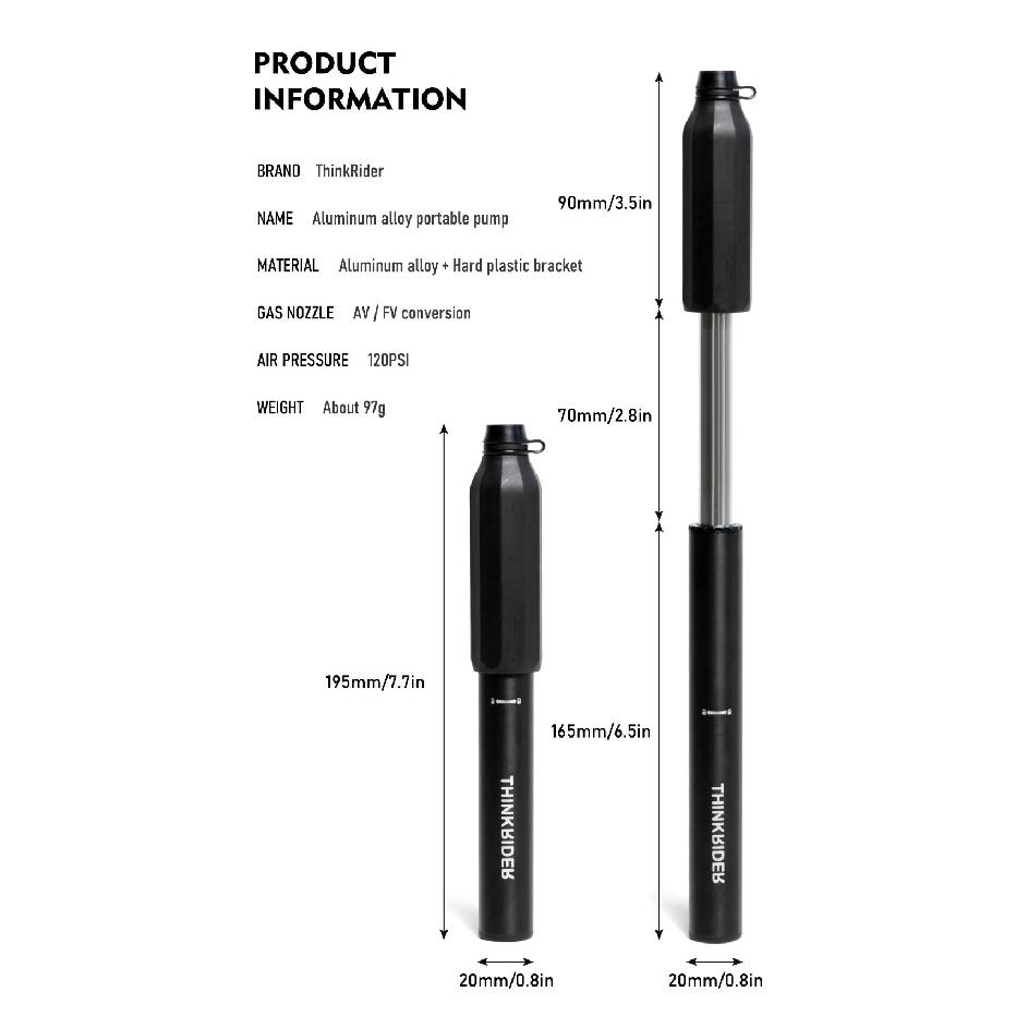 ThinkRider 120Psi Мини Велосипедный Насос Алюминиевый Сплав Ручной Велосипедный Воздушный Насос Накачка Шины Клапан Шредера Преста Насос для MTB Дорожного Велосипеда