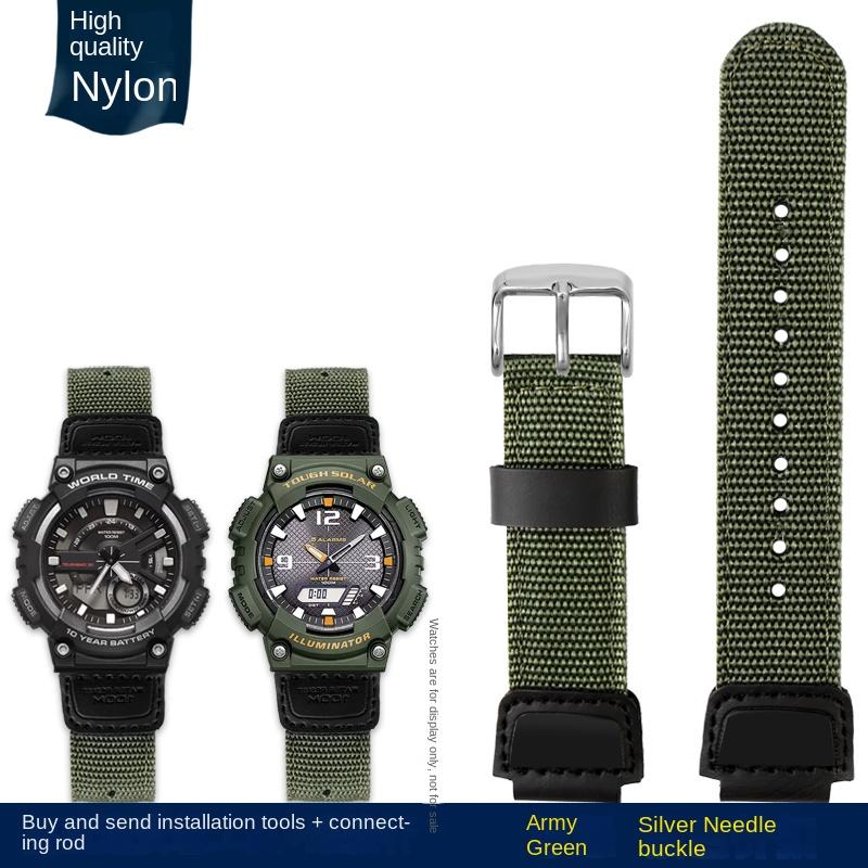 16 мм 18 мм Выпуклый Для мужских часов Casio Ремешок для часов AQ-S810W AEQ-110W MCW-200 Спортивный Дышащий нейлоновый холщовый ремешок для часов Смоляной силиконовый ремешок