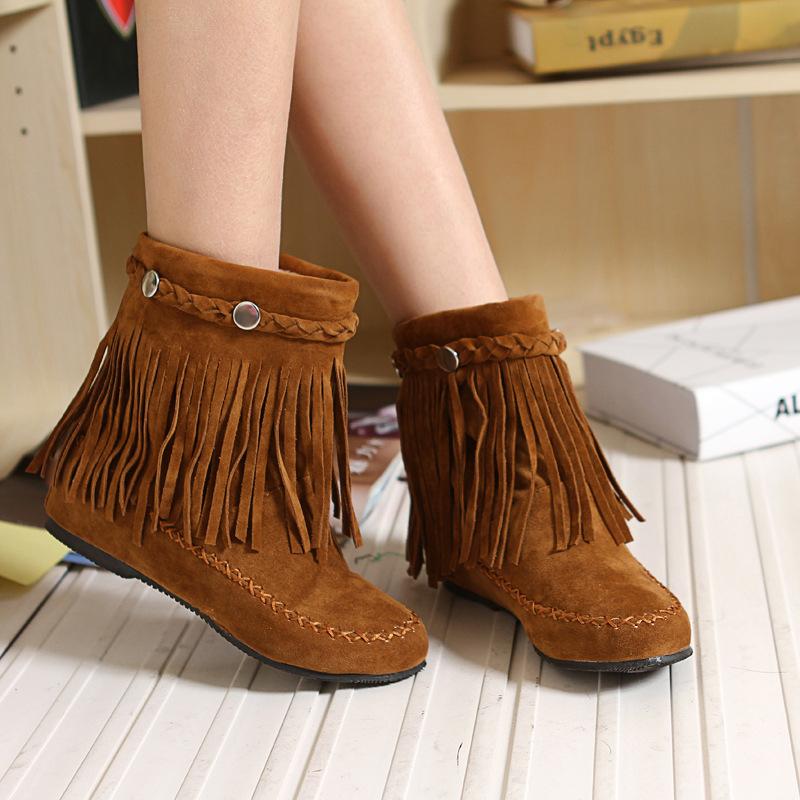 Fashion Vintage Fringe Short Boots for Women Fashion 2025 Autumn Winter Solid Female Boots Shoes Ladies