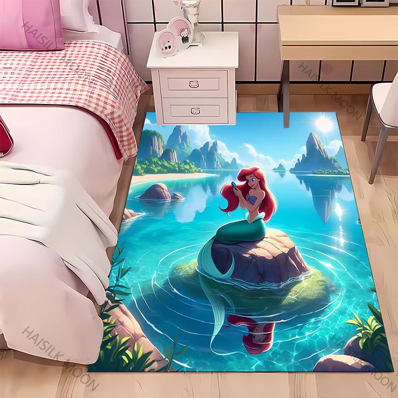17 Styles Beautiful M-Mermaid Princess Print Carpet Rug for Bedroom Living Room Decor, Kids Play Non-Slip Decor All Seasons Mats