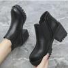 New Autumn And Winter Casual Thick Heel Solid Color Fashion Women'S Boots Comfortable Round Toe Warm High Heels