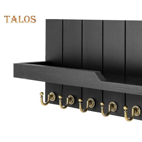 Деревянный держатель для ключей, настенный стеллаж для хранения с крючками, прочная несущая конструкция, простая в установке полка для хранения в прихожей