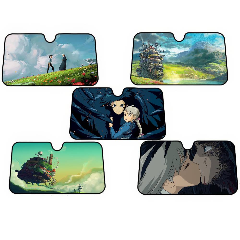 Anime Castle For Film Car Sun Shades Cover Anti-UV Protection Car Window Sunshades Foldable Windshield Sunshade AccessoriesWindshield Sunshades 1