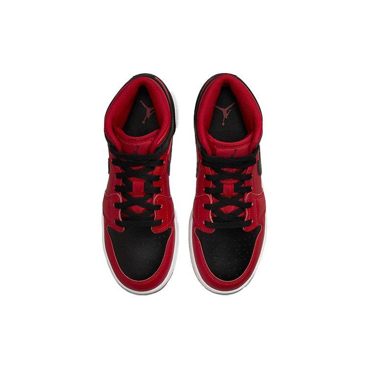 Кроссовки Air Jordan 1 Mid GS Reverse Bred Kids Gym-красные черные белые 554725-660