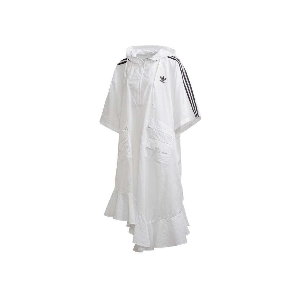 Adidas Originals J Koo Hooded Striped Long Cape Women Outerwear White FT9871