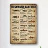 Fishing Wall Decor Rustic Cabin Hunting Fishing Signs Lake House Kitchen Fish Art Freshwater Game Fish Tin Sign Outdoor Decor