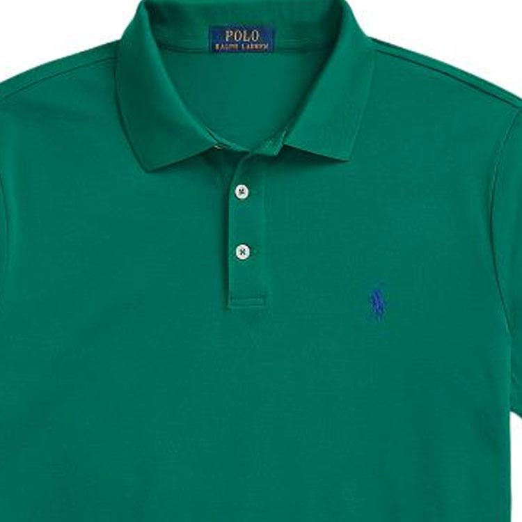 Polo Ralph Lauren SS23 Solid Logo Embroidered Slim Fit Polo Shirt Short Sleeve Men tops Green MNPOKNI1N822251-320
