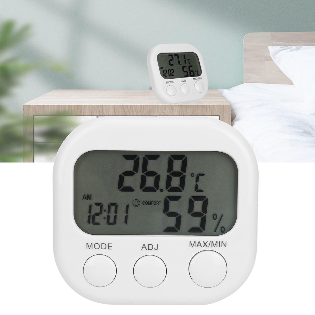 ThermoHygrometer Portable Digital Hygrometer Indoor Home Thermometer Alarm Clock