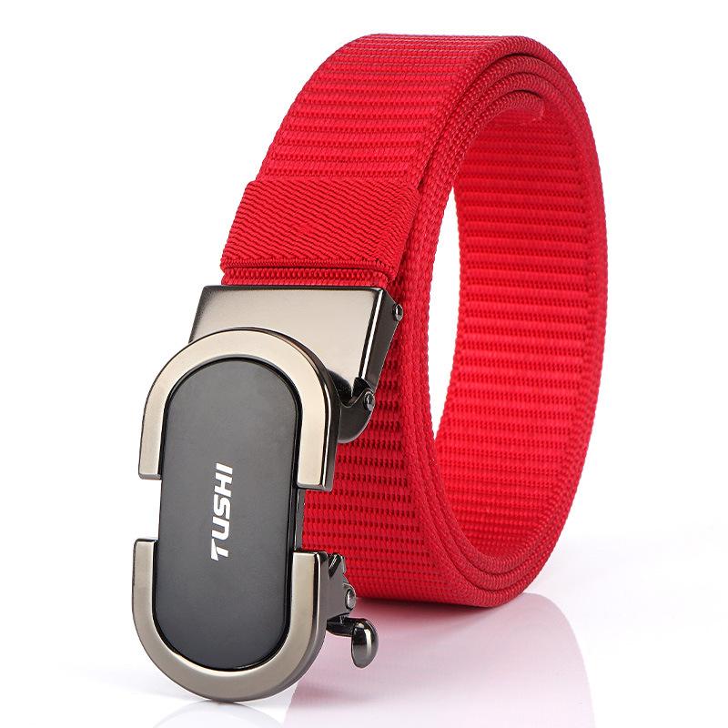 Новый мужской ремень для поездок на работу с автоматической пряжкой из нейлона, универсальный двухслойный толстый ремень для отдыха на природе