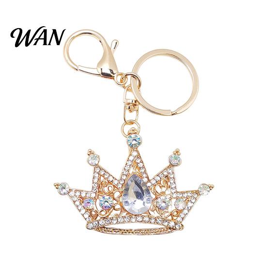 Rhinestone Keychain Pendant Sparkling Rhinestones Inlaid Crown Design Key Durable Metal Holder with Lobster Clasp Lightweight Car Bag Decoration Ring