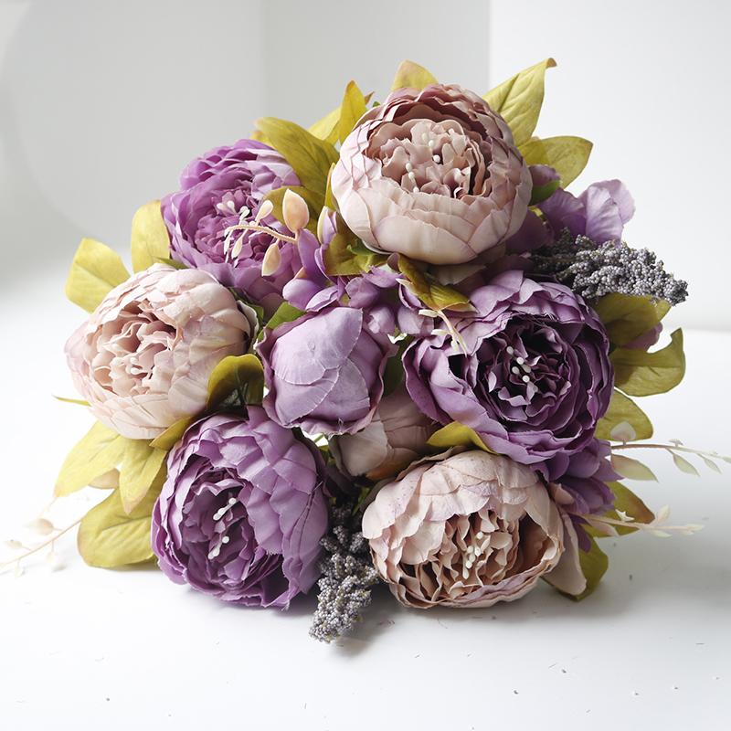 13 Heads Silk Peony Artificial Fake Flowers Wedding Bouquet Home Party Decor