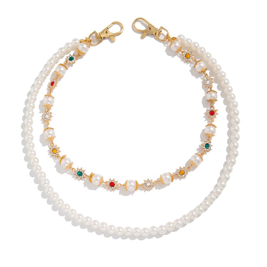 Popular Hipster Waist Chain with Flower Pearl Designs Waist Charm Street Pants Body Chain Trousers Chain Cool Accessory