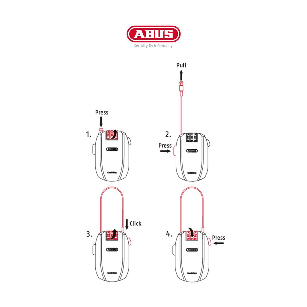 ABUS Bicycle Cable Cable COMBIFLEX (Abus) Lock, Lightweight, Compact, Length 105cm, [2-Year Warranty]