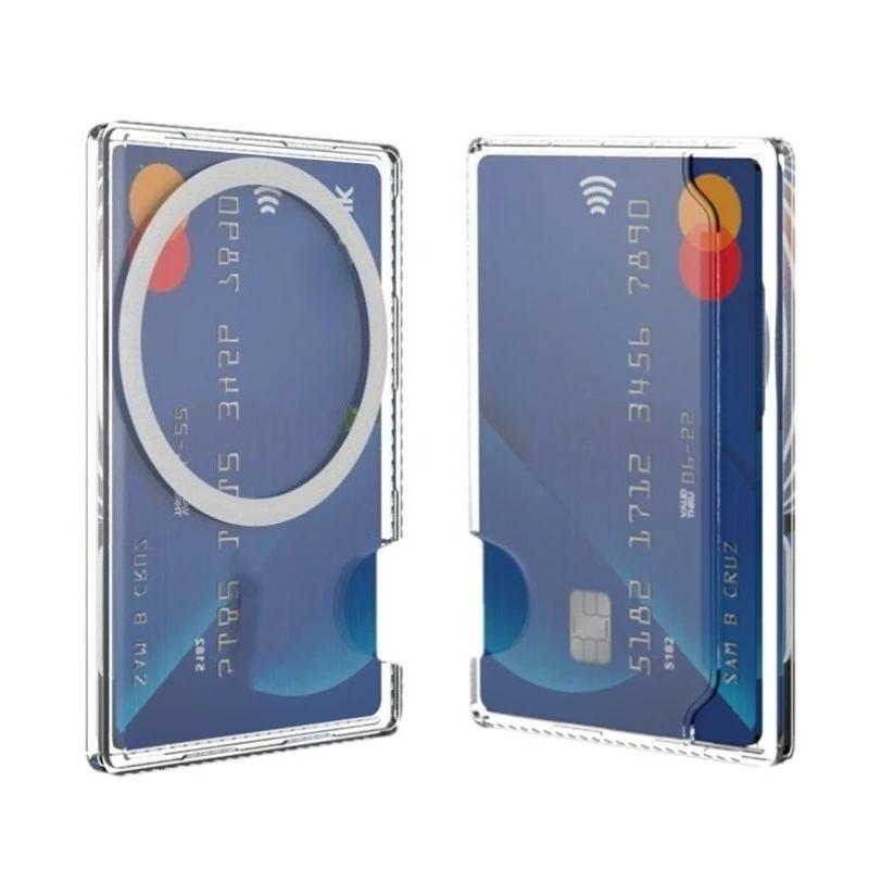 Universal Transparent PC Magnetic Phone Card Holder Phone Back Cover Anti Drop Insert Card Hard Case Wallet Socket