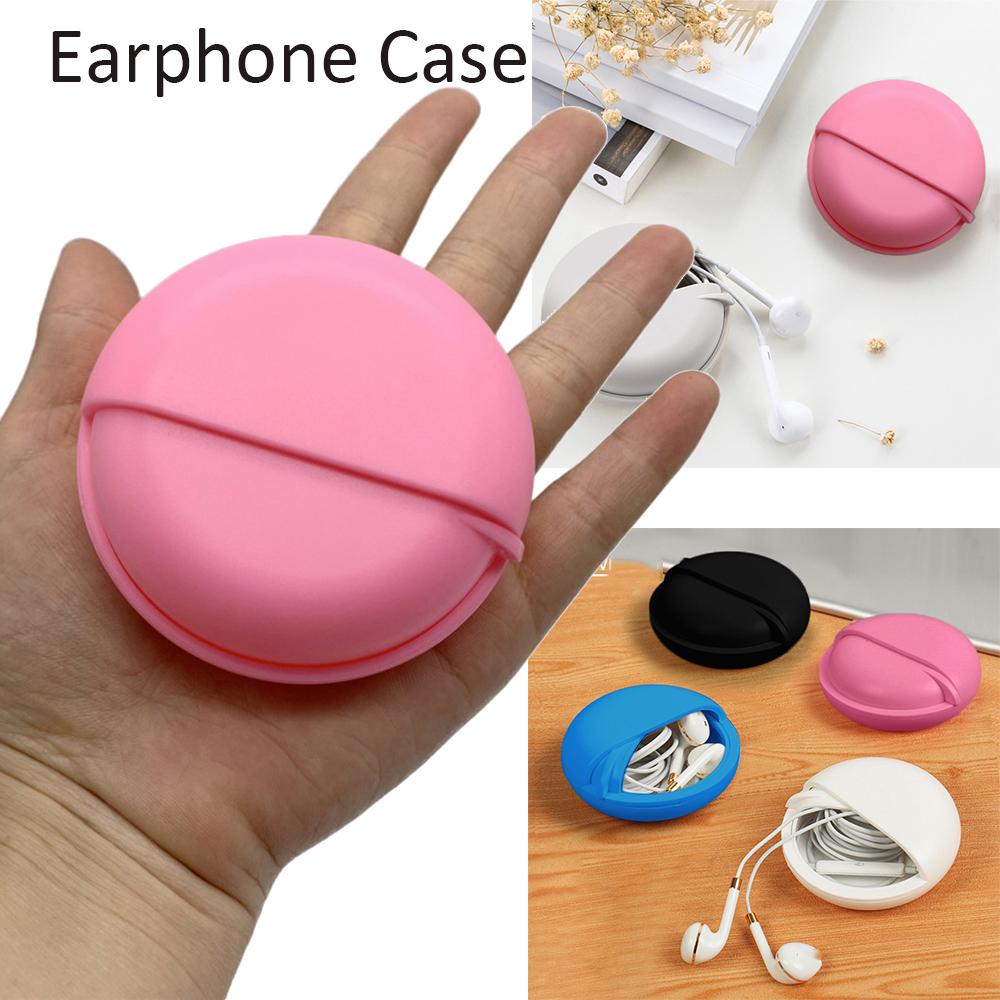 Round Shaped Carry Pouch Pocket Data Line Box Earphone Case Wire Cable Organizer Jewelry Protective