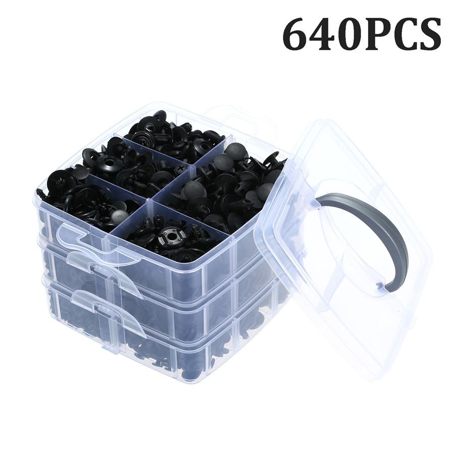 640PCS Mixed Fastener Clips Retainer Rivet Car Bumper Door Panel Fender w/Tool