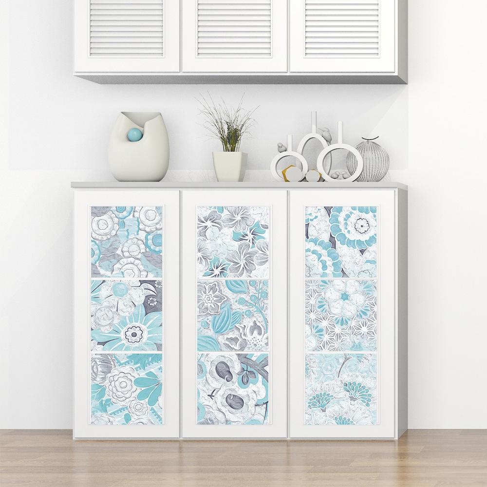16pcs Fresh Blue Tiles Kitchen Oil-poof & Waterproof Sticker Cupboard Bathroom Home Renovation Peel & Stick Art Wall Decals
