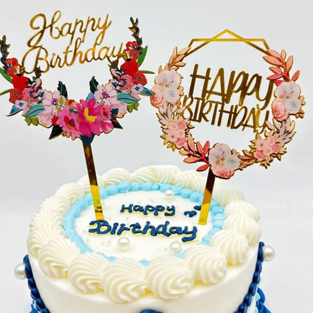 Элегантный С Днем Рождения торт Топпер для украшения вечеринки Украшения для торта на день рождения Акриловые украшения для вечеринки по случаю дня рождения