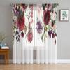 Акварельные розовые цветы розы прозрачные шторы для гостиной, окна, прозрачная вуаль, тюлевая занавеска, шторы для спальни, домашний декор
