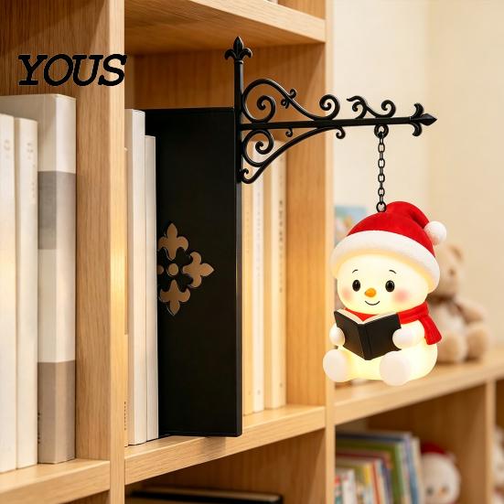 Книжная полка Лампа Рождественская Винтажная Лампа, Светящийся Санта Клаус Снеговик Олень Декор, Подвесной Разделитель Книг Метка для Уголка для Чтения, Дом, Библиотека