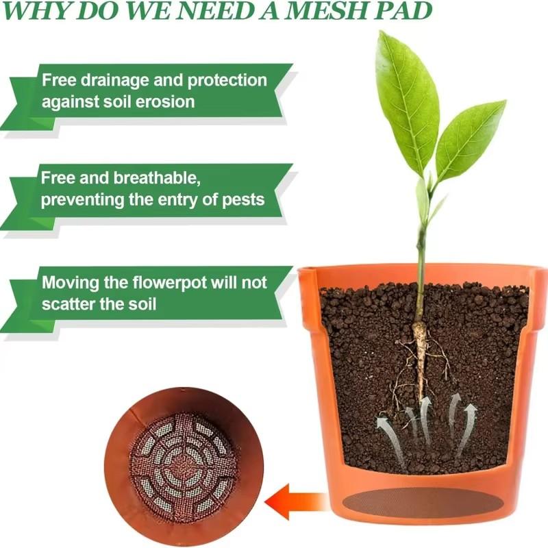 Сетка для горшка, сетчатый коврик, круглый дренажный экран для дна горшка, предотвращает потерю почвы, анти-бонсай, садовые инструменты для цветов
