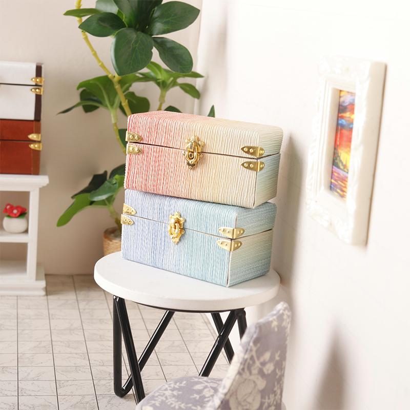 1:12 миниатюрных чемоданов для кукольного домика, винтажная кожаная багажная коробка, ящик для хранения, модель для дома, декор, игрушечный кукольный домик, аксессуары