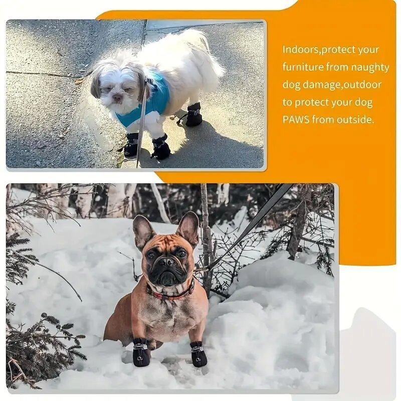 Обувь для питомцев Водонепроницаемая Оксфордские Ботинки для питомцев Обувь Светоотражающая Мягкая 4 шт./компл. Для Кошек Собак Чехол для лап собаки Товары для питомцев Противоскользящие Аксессуары