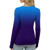 Women's  And Winter Slim Bottom T-shirt Fashion Casual Gradient Printing Round Neck Pullover Long Sleeve Top