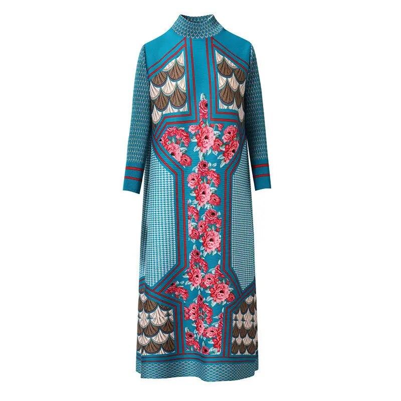 Юбка-трапеция, женская полувысокая горловина, модная плиссированная юбка в стиле ретро, ​​новое свободное и облегающее платье весна/лето.