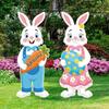 Пасхальные украшения для улицы, 32-дюймовый пасхальный кролик и табличка с изображением яичного двора с металлическими кольями, большой декор в виде счастливого кролика