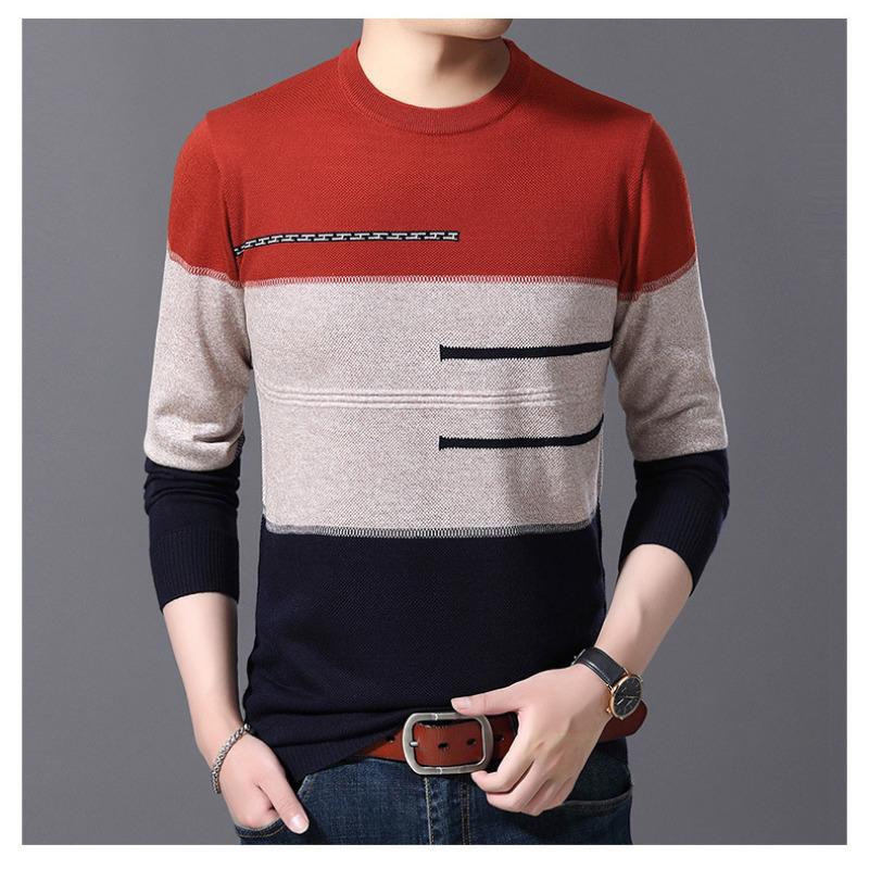 Весенние новые мужские свитера с длинным рукавом, простые повседневные свитера с круглым вырезом для мужчин среднего возраста