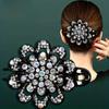 Flower Hair Clip Crystal Rhinestone- Fancy Ponytail Barrette Elegant Hair Clip for Women