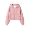 Women's Gray Hooded Zipper Cardigan - Long-Sleeve Sweater Jacket for Spring and Autumn