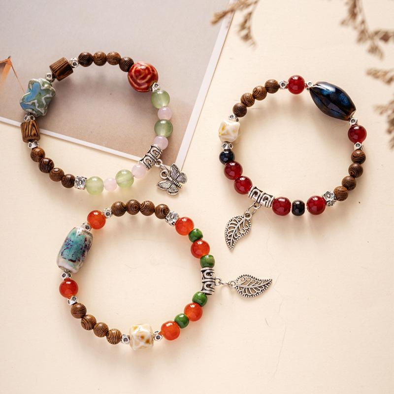 Керамический браслет в этническом стиле, браслет для девочек-студенток, серия «Лес бабочек», простые универсальные украшения