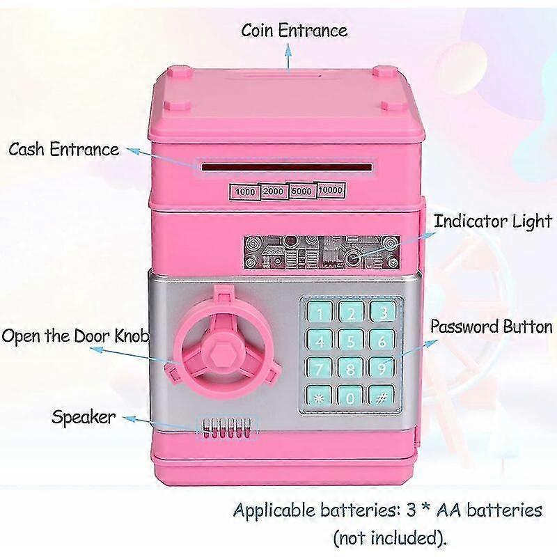 Self-Rolling Electronic ATM Piggy Bank with Combo Safe for Boys, Girls, Kids, Birthday and Christmas Gifts (Pink)