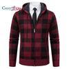 Cozy Up Мужской свитер, пальто, осень-зима, толстый, теплый, с капюшоном, клетчатый шерстяной свитер, кардиган, флисовое пальто на молнии, мужское пальто