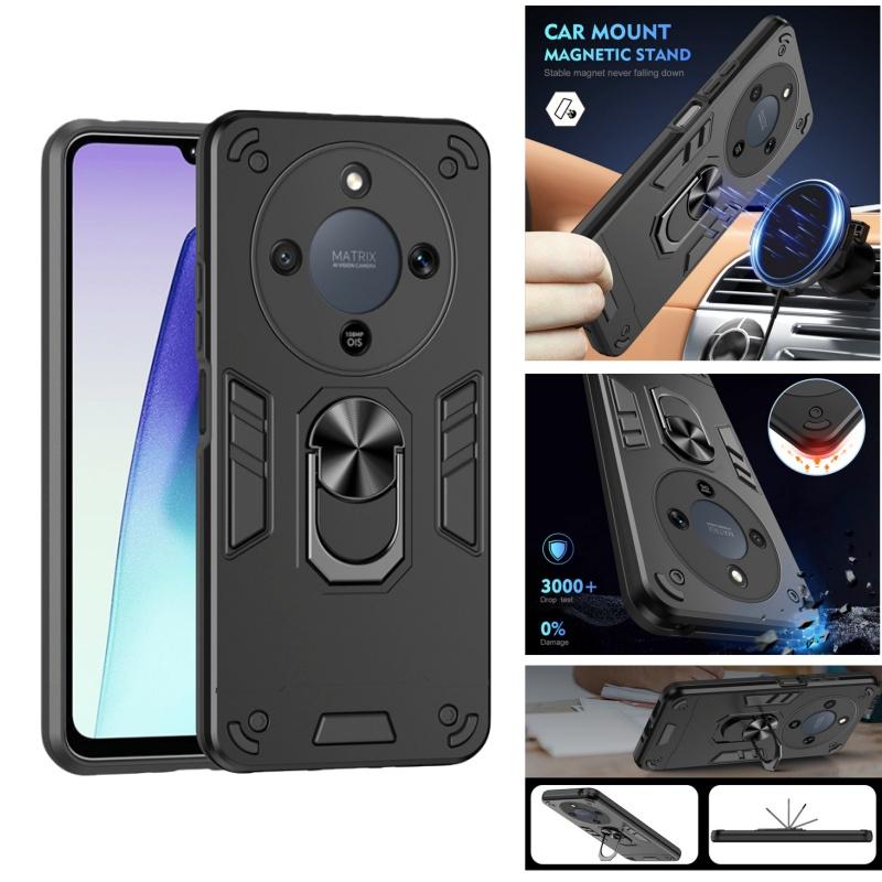 Бронированный чехол Funda для Honor Magic 8 Lite 5G с магнитным кольцом-держателем Бронированный чехол для телефона Honor Magic8 Lite с защитой камеры Задняя крышка Coque