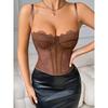 Sexy Sexy Gathered Corset Eyelash Lace Lace Perspective Pure Desire Sling Corset Sling Tops