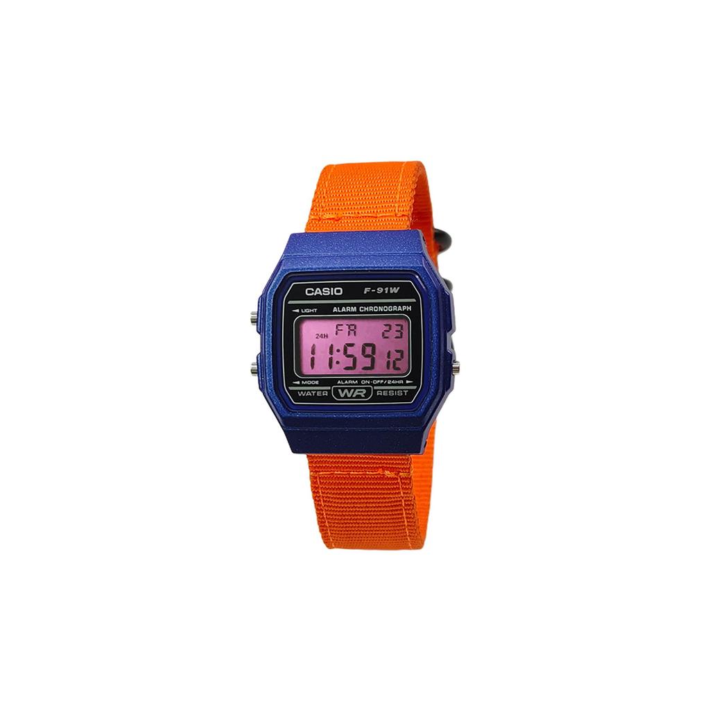 Casio Часы Custom Collection, кварцевый механизм, нейлоновый ремешок, мужские, черный циферблат, F-91WM-2A(Watch5--)
