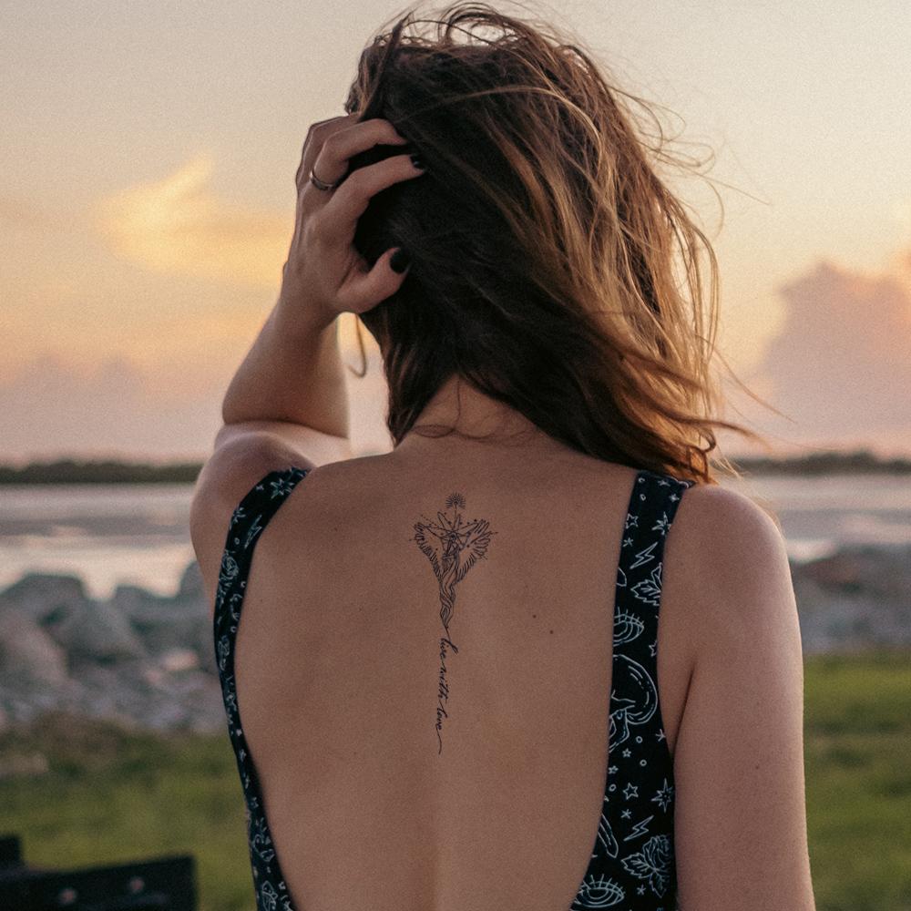 1 Sheets Semi Permanent Realistic Waterproof and Removeable Herb Tattoo Women's Back Tattoos Long Lasting