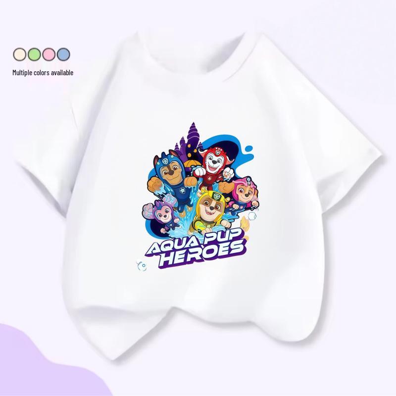 Paw Patrol Cartoon Short Sleeve Summer T-Shirt for Kids, Round Neck