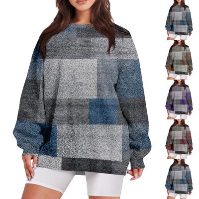 Женский повседневный свободный свитер с круглым вырезом и длинными рукавами с принтом и карманом