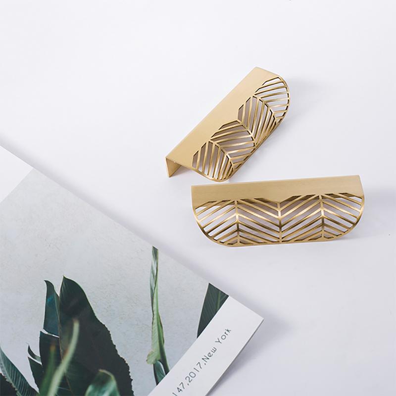 В форме листа латунные золотые ручки для шкафа, мебельные ручки, кухонная дверная ручка, медные ручки для выдвижных ящиков, ручка для шкафа